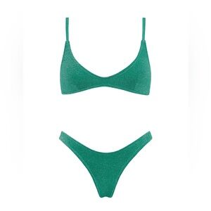 Green Sparkly Triqngl Bikinj
